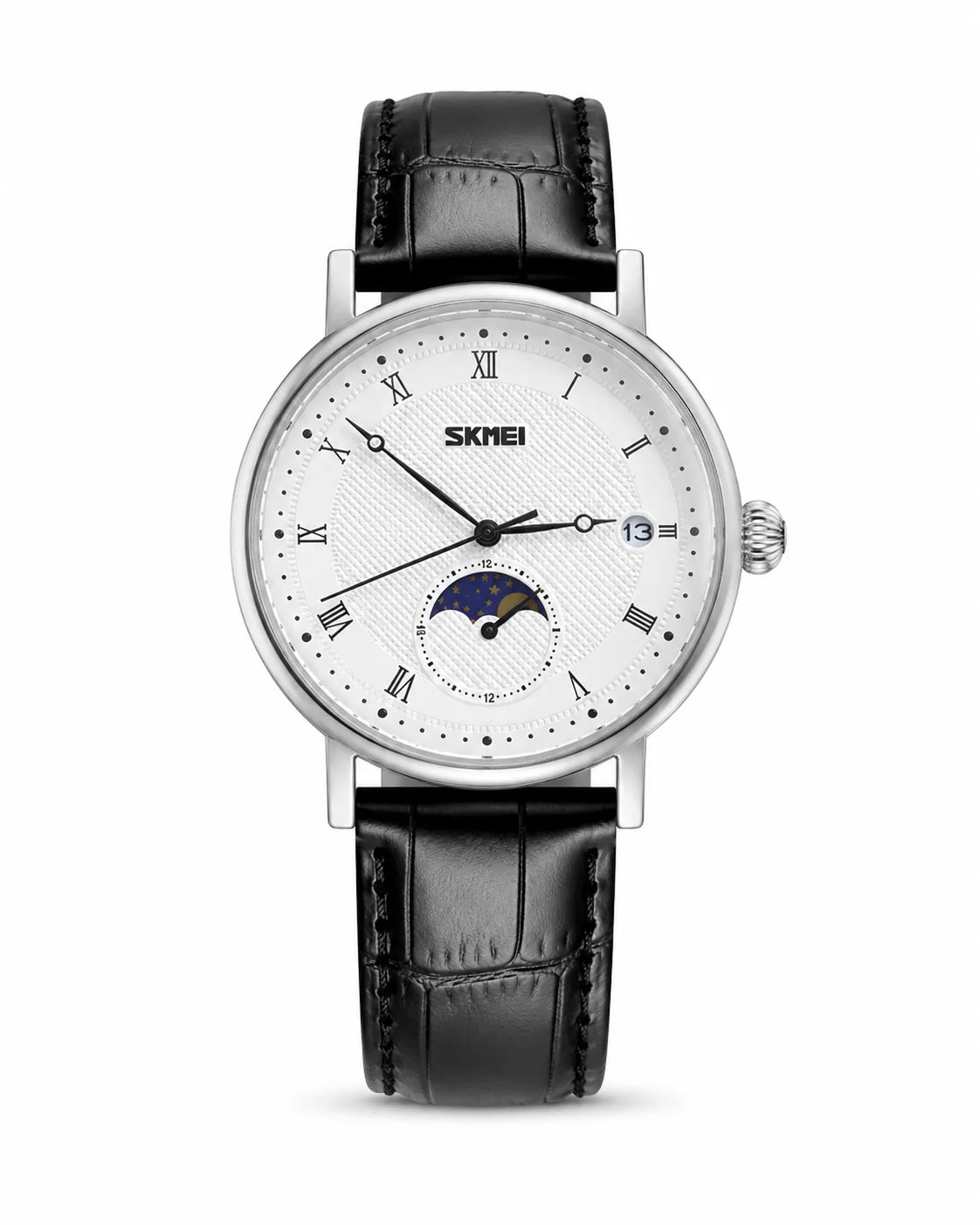 Skmei moon phase leather Black\whight