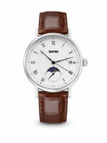 Skmei moon phase leather Havan / white